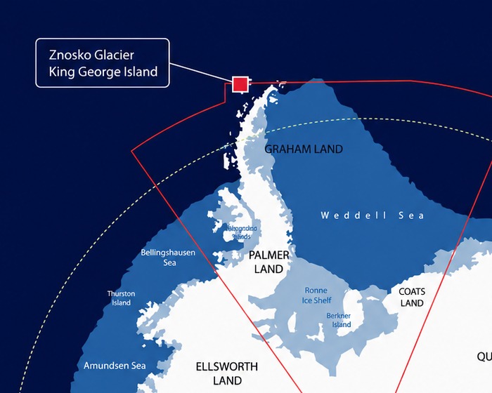 Locator map of the Antarctic Peninsula showing the Znosko Glacier position on King George Island